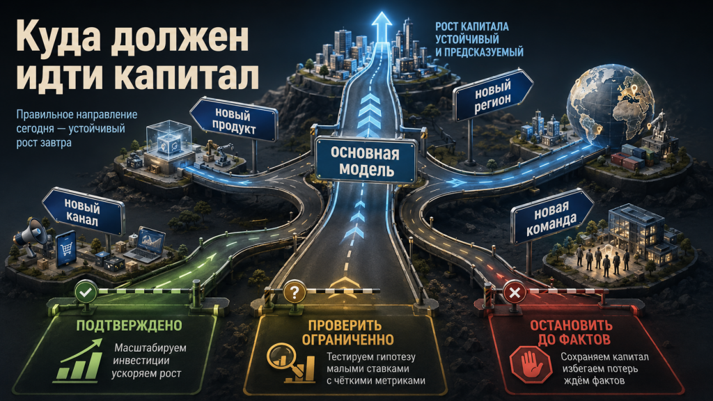 схема распределения капитала между основным и дополнительными направлениями бизнеса